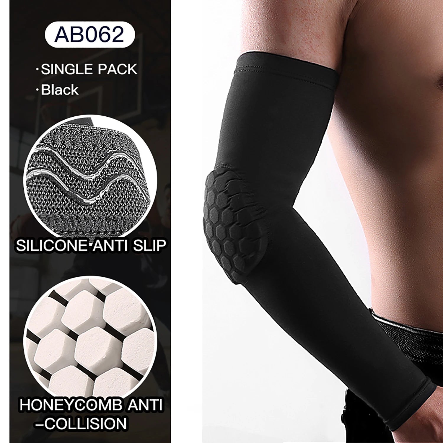 2pc Sports Elbow Protection Honeycomb Anti-collision Pressure Protection Arm Sleeve Basketball Cycling Fitness Protective Gear