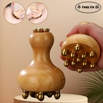 Upgrade brass and Wood Therapy Tools Mushroom Lymphatic Drainage Massager Trigger Point Massage Tools for Deep Tissue Body Shape