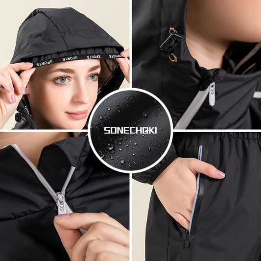 Profession Sauna Suit Unisex Gym Clothing Set Double Zipper Hooded Running Fitness Exercise Sportswear Weight Loss Sweating Suit