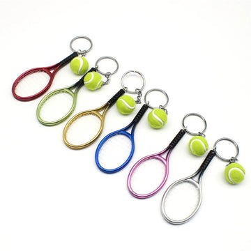 Simulation Mini Tennis Racket Ball Keychain Pendant Bag Key Ring Sports Key Chain Souvenir Gifts Accessories