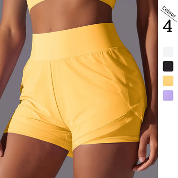 Loose Sports Shorts Women's High-waisted Double-layer Anti-slip Yoga Fitness Pants Running Fast Dry Training Outside Wearing Hot