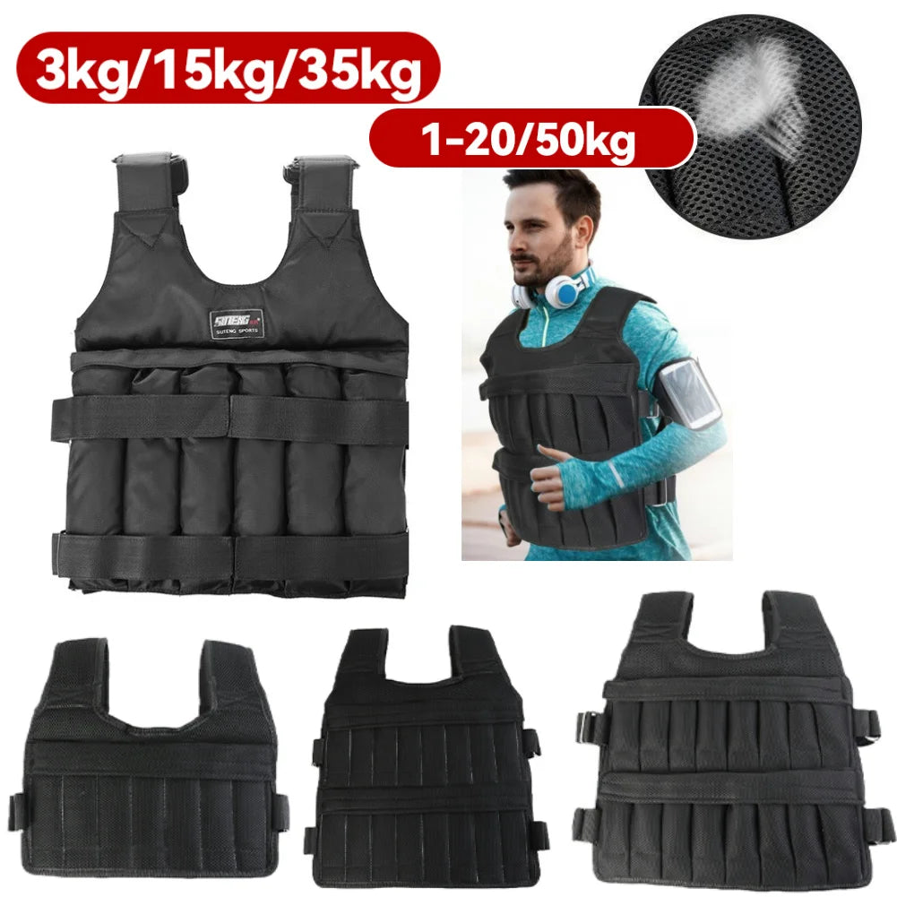 3/15/20/35/50kg Weight Training Suit Empty Bag Adjustable Weight Jacket Workout Vset for Workout Jogging Fitness Running Vest