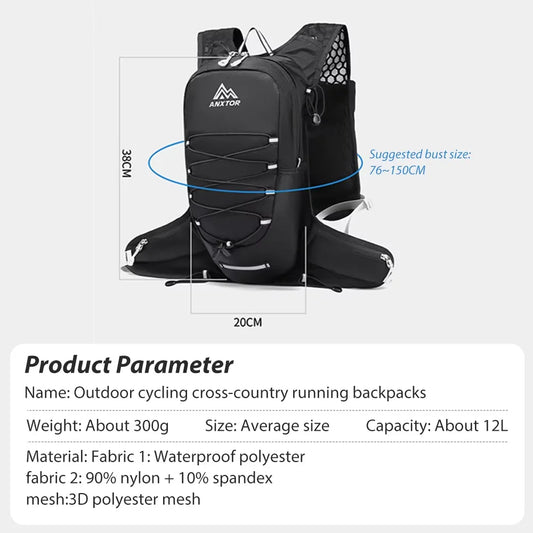 NEWBOLER Outdoor Trail Running Ultralight Backpack Running Hydration Vest Breathable Marathon Running Backpack Water Bottle