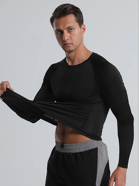Stay Active and Comfortable with Men's Compression Shirts - Long Sleeve Athletic Workout Tops and Base Layers!