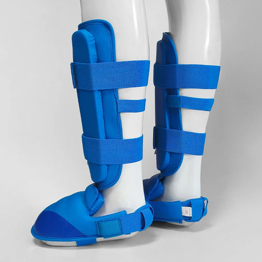 Karate shin guard Adult Children Support Equipment Shin Knee Foot Hand Guard Leather Belt Boxing Martial Arts Gear