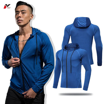 Spring Autumn Casual Tracksuit Men Outdoor Running Sport Jacket Waterproof Windproof Hooded Windbreaker Coats With Pocket 727