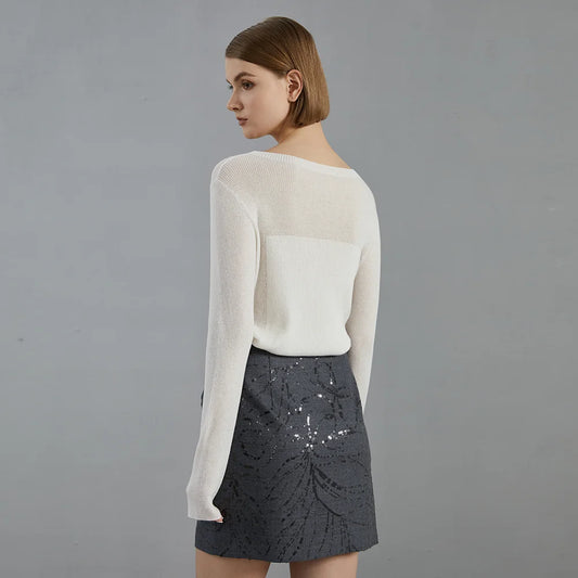 BC763 2024 Autumn thin fashion knitted pullover luxury brand women's Clothing Ladies bright wool sweaters