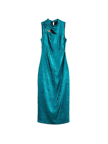 Women Summer MIDI Tank Dress 2025 Vintage Solid Hollow Out Sleeveless Satin Female Elegant Street Dresses Clothing