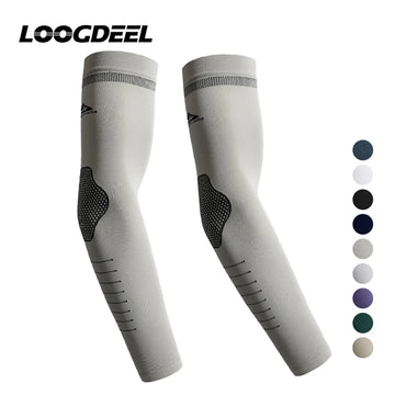 LOOGDEEL Summer UPF50+ Arm Sleeves Cool Feeling Breathable Ice Silk Cycling Sleeve Running Fishing Sunscreen Arm Support Unisex