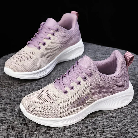 Spring and Autumn Sports Women's Shoes 2024 New Gradient Casual Sports Shoes Mesh Breathable Soft Sole Women's Shoes