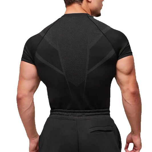 Compression T-shirt Men's Summer Running Sportswear Stretch Quick Dry Sports Tight Fitness Training Short Sleeve Top New Style
