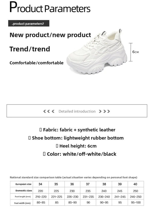 2025 new spring and summer dad shoes, women's shoes, versatile thick soled white shoes, casual running lightweight sports shoes
