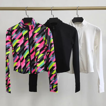 Women's Long Sleeve Sports Jacket Fitness Running Sport Coat Zipper Yoga Shirt Workout Top Gym Outdoor Clothing