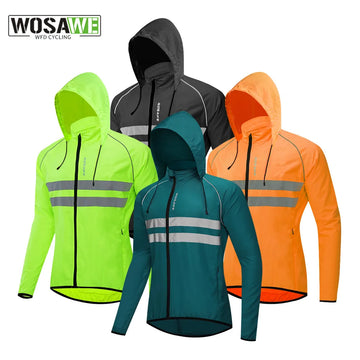 WOSAWE Windproof Cycling Jackets Hooded Waterproof Long Sleeve Windbreaker Jerseys Reflective Vest Bicycle Clothing Men's jacket
