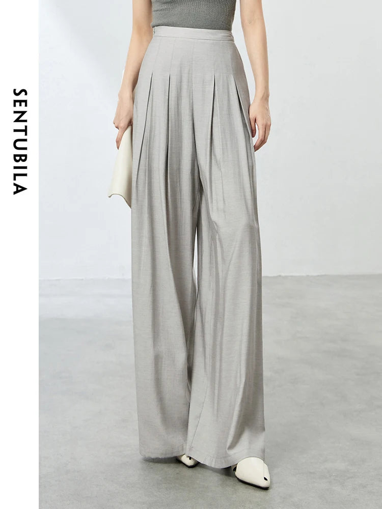 SENTUBILA Baggy Pant Women 2025 Spring Autumn Loose High Waist Comfort Wide Leg Pants Work Business Woman Trousers 142K54079