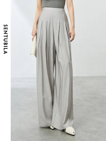 SENTUBILA Baggy Pant Women 2025 Spring Autumn Loose High Waist Comfort Wide Leg Pants Work Business Woman Trousers 142K54079
