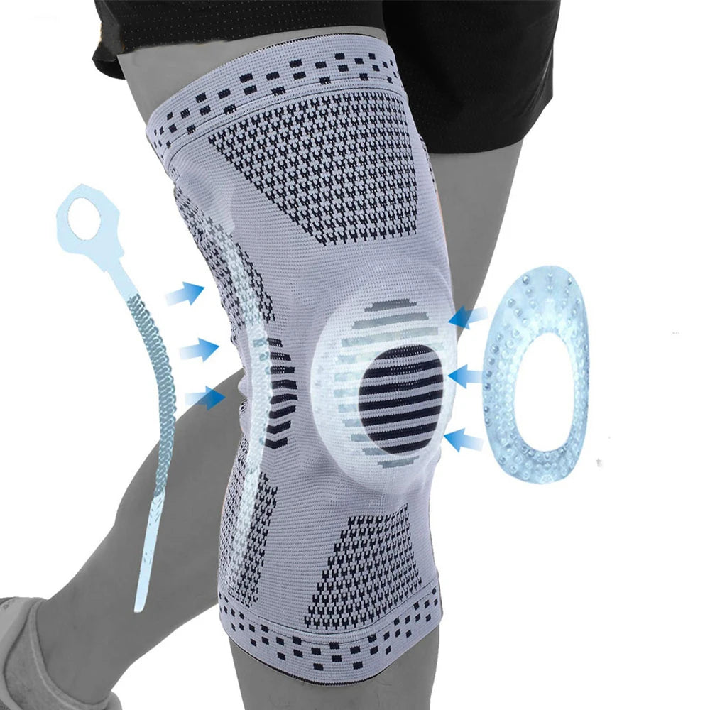 Patellar Meniscus Knee Brace Silicone Stabilizer Compression Support Running Basketball Gym Training Protective Sport Strap
