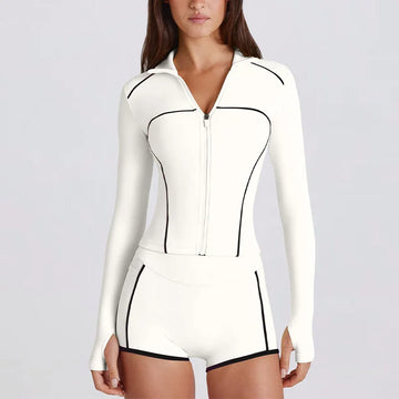 New quick-drying yoga clothes long-sleeved sports fashion bodybuilding slim top zipper sunscreen clothes breathable jacket