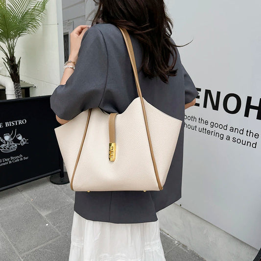 Simple Large Capacity Stitching Women s Large Tote Bag Shoulder Four Seasons Model