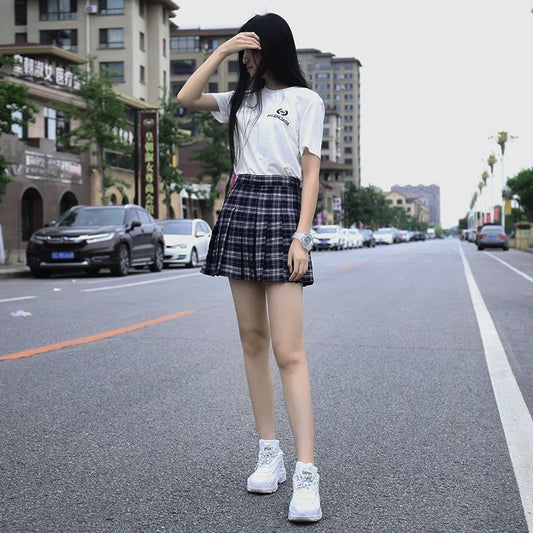 Women Pleat Skirt 0Preppy Style Plaid 0Mini Cute Japanese School Uniforms Ladies Jupe Kawaii