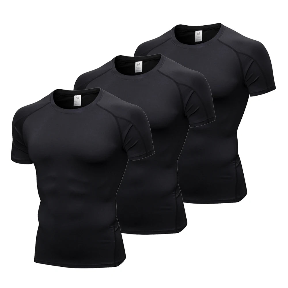 Short Sleeve Compression Shirt Men Quick Dry Workout Shirts Gym Base Layer Tights Running Basketball Athletic Undershirts