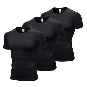 Short Sleeve Compression Shirt Men Quick Dry Workout Shirts Gym Base Layer Tights Running Basketball Athletic Undershirts