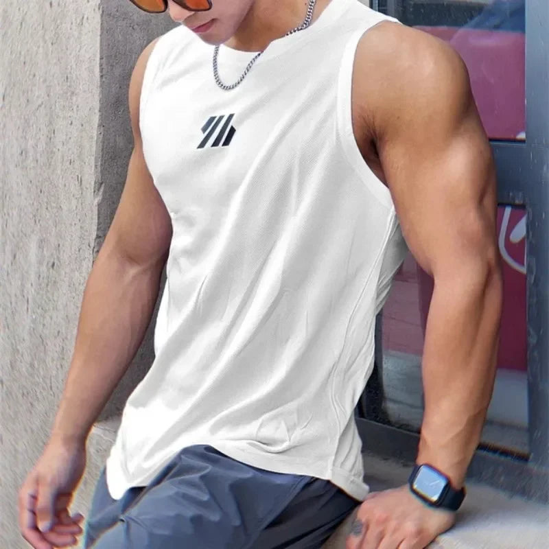 Summer Men's Gym Tank Top Fitness Training Clothing Quick-drying Loose Bodybuilding Sleeveless Shirt Men Fashion Basketball Vest