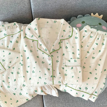 Women Pajamas Sets Short Sleeve Nightwear Top and Pants Sleepwear 3 Piece Pjs Loungewear Fashion Print Pyjamas Set Nightwear
