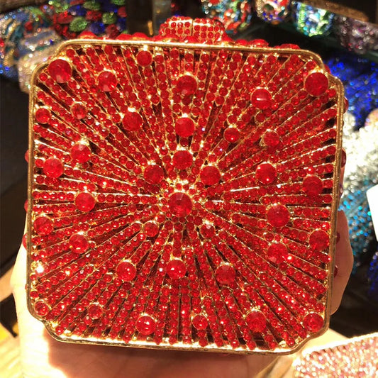 WHTUOHENG Square Crystal Evening Bag ClutchesFor Women Mini Rhinestone Handbags Party Wedding Purses  Prom Lady Diamond Clutches