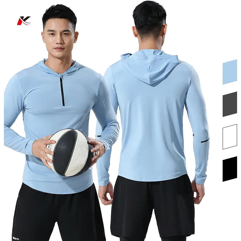 Compression Running Hoodies Men's Sports Suit Gym Fitness Sportswear Quick Dry Basketball Tights Outdoor Training Tracksuit 3306