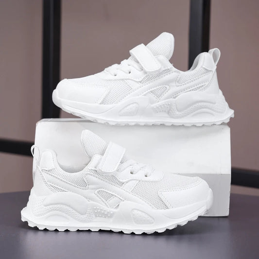 Childrens Sports Shoes Summer Fashion White Mesh Ventilate Snug Non Slip Campus Student Playground Sports Jogging Shoes for Kids