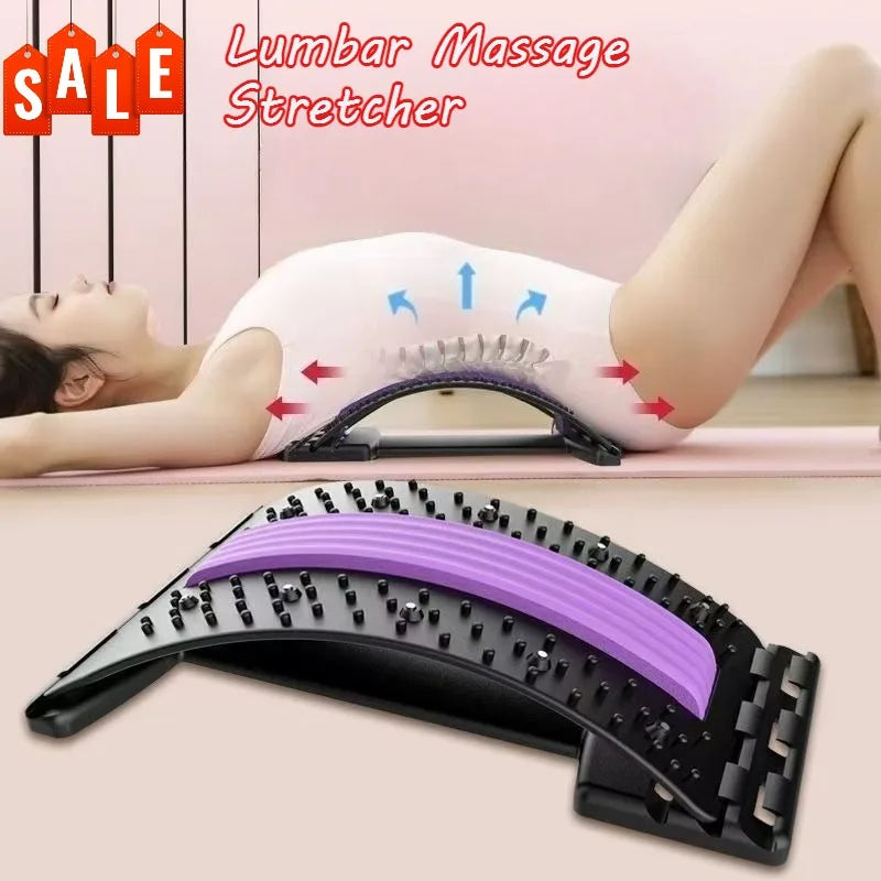 Home Back and Lumbar Stretching Device Yoga Fitness Waist Stretching Massager Back Exercise Traction Back Opening Device