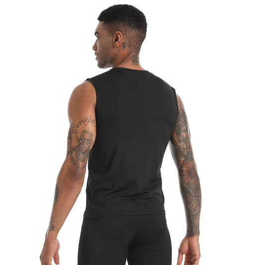 Compression Tank Top Men Gym Shirt Sleeveless Quick Dry Solid Sportswear Male Fitness Bodybuilding Vest Workout Muscle Top