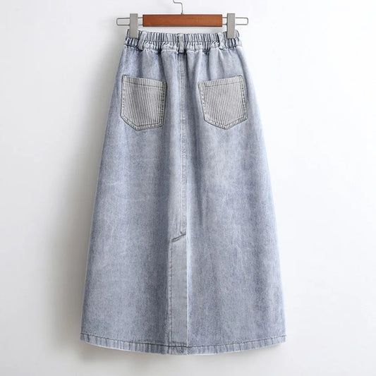 Casual Chic patchwork A-line Pockets slim Skirts Korean Fashion bohemian Summer Plus Size  women clothing