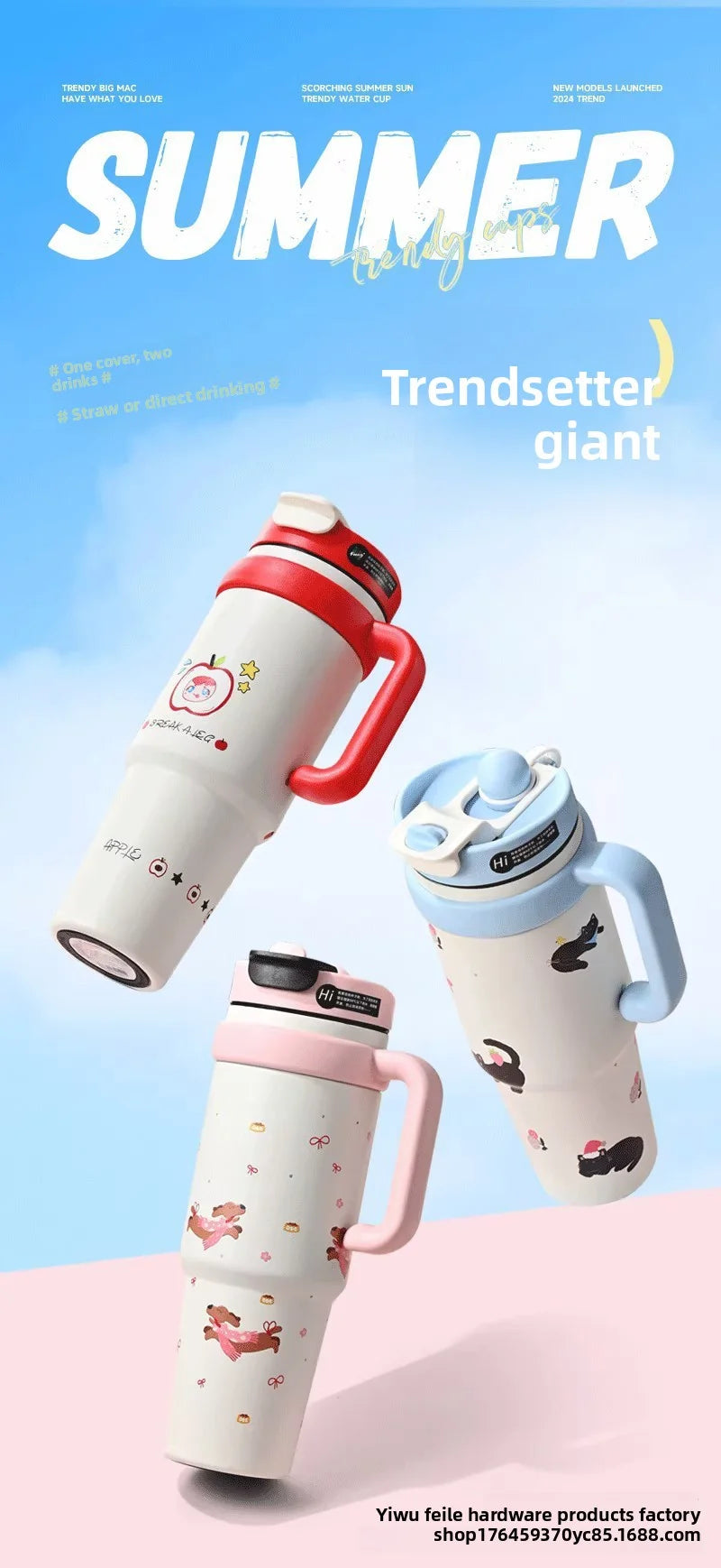 40oz Large Capacity Stainless Steel Travel Mug with Handle & Straw Lid | Office & Travel Essential | Leakproof Insulated Cup