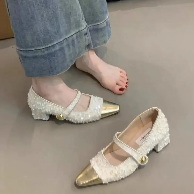 Pointed Toe with Medium Heels Woman PumpsLoafers Japanese Style Lolita Mary Jane Shoes for Women Chunky Block Heel Discount Y2k