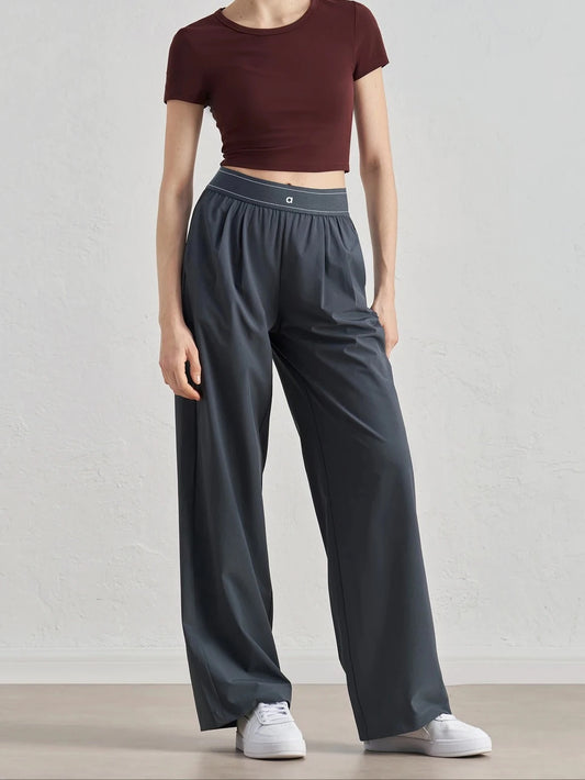 Black Casual Sports Pants Women Korean Style Loose High-waisted Wide-leg Pants Summer New Fashion Versatile Quick Drying Pants