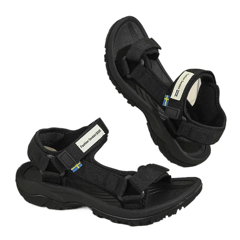 Black Women Sandals Summer Leisure Beach Holiday Sandals Comfortale Outdoor Breathable Ladie Walking Shoes