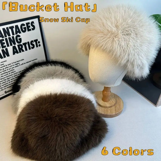 Fashion Hat Women‘s Winter Snow Ski Cap Female Faux Fox Fur Thick Warm Winter Hat Windproof Russian Hat Mink Fisherman‘s Hat