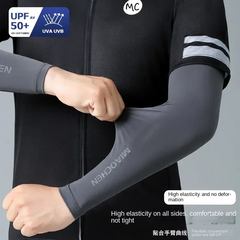 Men's Sunscreen Ice Silk Sleeve Men's Thin Summer UV Protection Sports Running Mountaineering Cyclist Sleeve