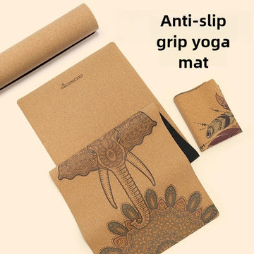 Pilates Equipment Yoga Mat Anti-Slip Cork Cover, Extra Thick Rubber Grip Portable Mat for Men Fitness Workout 요가매트