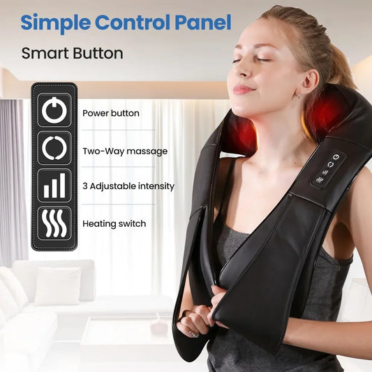 Back Shoulder and Neck Massager, Electric Full Body Massage to Legs Muscles Tissue Deep Kneading Heating Pillow Massage