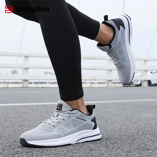 Baasploa Men Sport Shoes Breathable Lightweight Running Shoes for Men New Comfort Soft Sport Shoes Walking Non-Slip Lace-Up