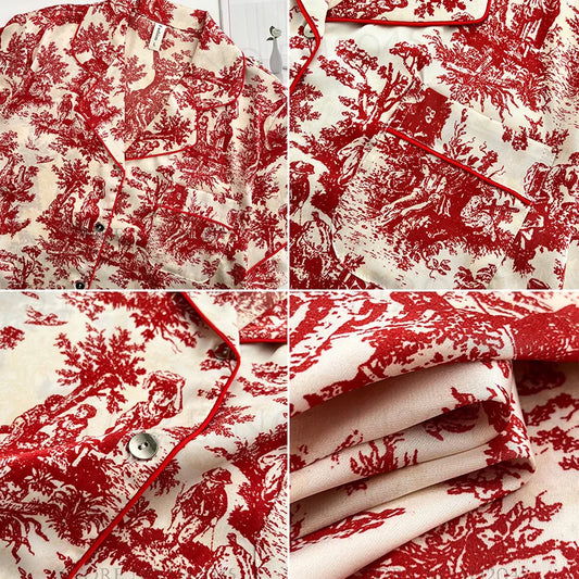 Summer Women Short Sleeve Pajamas Set Shorts Loungewear Sexy Print Satin Nightwear Pijamas Suit Loose Pyjama Pour Femme Homewear
