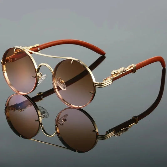 Vintage Round Sunglasses Men Fashion Double Bridge Multicolor Shades Women Retro Trendy Brand Luxury Design Sun Glasses Fishing