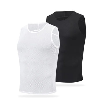 HISERWA Men Cycling Base Layer Classic Black/White Cycling Underwear Mesh Breathable Quick Dry Bicycle Jersey MTB Bike Shirts