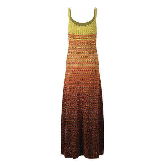 2024 Summer Gradient Color Women Knitted Sleeveless Sexy Holiday Casual Ladies Fashion Long Slip Dresses