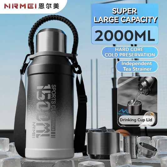 2L Thermos Bottle Insulated Water Bottle Vacuum Flasks Stainless Steel Thermal Bottle Cold coffee hot Tea Cup drinkware Gym mug
