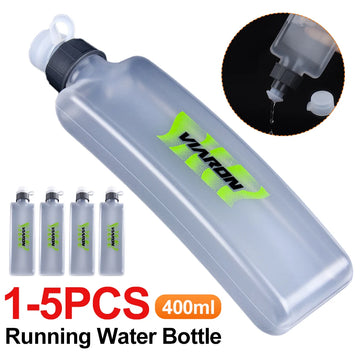 350ml Running Water Bottle Flat Kettle Portable Bicycle Hiking Fitness Water Bag with Dust Cover Marathon Outdoor Drinkware