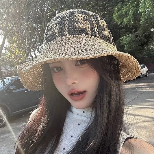 Handmade Paperbark Foldable Breathable Fishing Cap Women Summer Versatile Sun Protection Travel Anti-UV Straw Hat Ball Cap